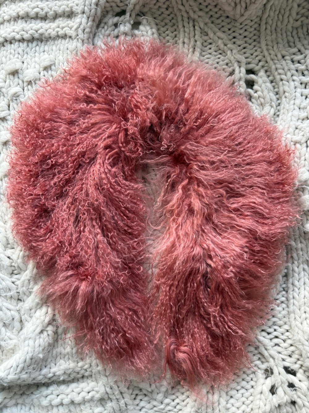 Mongolian Lamb Soft Pink/Mauve Fur Collar